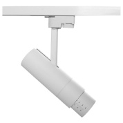 трековый светильник цилиндрической формы на штанге белого цвета для однофазного трека
