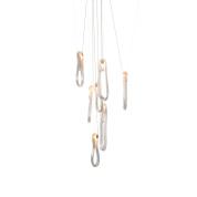 подвесной светильник с вертикальной группой никелированных плафонов