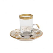 Taormina white & gold arabic tea cup and saucer small size 8004638-402 чашка, Villari