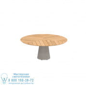 Стол Conix 160 см, круглый низкий обеденный стол из бетона и тикового дерева Royal Botania