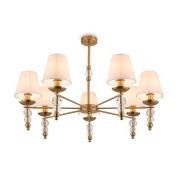 потолочный светильник с пятью абажурами из ткани в классическом стиле