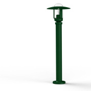 садовый светильник зеленого цвета с прозрачным куполом на цилиндрической стойке