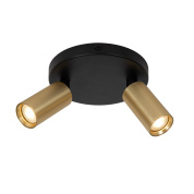 двухламповый потолочный спот с поворотными цилиндрическими модулями золотистого цвета