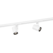 трековая система с белыми цилиндрическими спотами для однофазного шинопровода