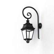 настенное бра чёрного цвета с прозрачным плафоном на фигурном кронштейне