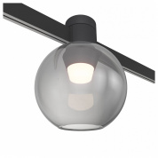 потолочный накладной светильник с круглым стеклянным плафоном и тёмным корпусом для магнитной трековой системы FARM