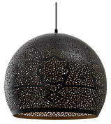 подвесной светильник с ажурным металлическим плафоном тёмного цвета