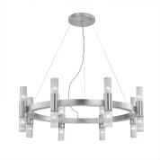 подвесная люстра с шестнадцатью стеклянными плафонами на кольце