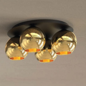 потолочный светильник с четырьмя зеркальными полусферическими плафонами