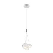 подвесной светильник с белыми стеклянными плафонами на металлическом основании