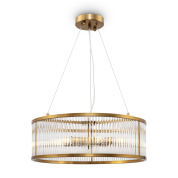 подвесной светильник с кольцевым каркасом и сетчатым абажуром в оттенке латуни