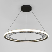 подвесная кольцевая люстра с круглым светодиодным контуром и декоративной металлической сеткой