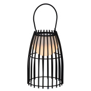 уличная настольная лампа в виде цилиндра с металлическими прутьями