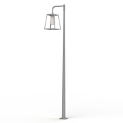 уличный фонарный столб с металлическим корпусом серого оттенка