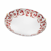 потолочный светильник с круглым плафоном и красным орнаментом