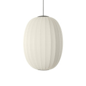 KWH65 PW LED Knit-Wit Made By Hand Подвесной светильник с овальным текстильным абажуром белого цвета с LED