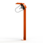 садовый уличный светильник на стойке с овальным плафоном и оранжевой опорой