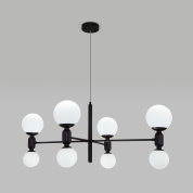 подвесная люстра с шарообразными стеклянными плафонами на горизонтальных штангах