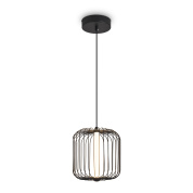 подвесной светильник с решетчатым металлическим корпусом черного цвета