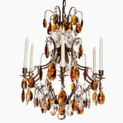 6 Arm Crystal Chandelier in Dark Brass With Amber Coloured Crystals люстра Gustavian 405804320