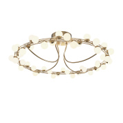 потолочная люстра кольцевой формы золотого цвета с декоративными элементами