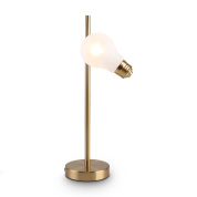 настольная лампа с латунным корпусом и лампой открытого типа