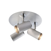 потолочный светильник из хромированного металла с двумя направленными плафонами