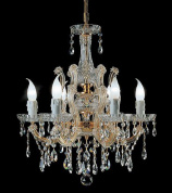 классическая подвесная люстра с позолоченным каркасом и кристальными элементами