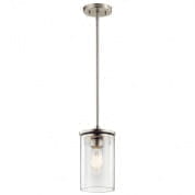 Crosby 10.75" 1 Light Mini Pendant with Clear Glass Brushed Nickel подвесной светильник 43996NI Kichler