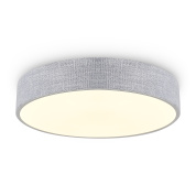 потолочный светильник с тканевым цилиндрическим плафоном и мягким рассеянным светом