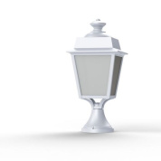 садовый фонарь на стойке с куполообразным плафоном белого оттенка