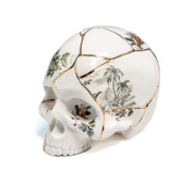 SE09943 Seletti Kintsugi декоративный череп из фарфора с позолотой в стиле кинцуги