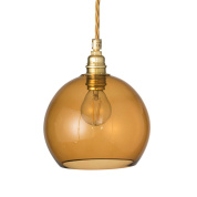 подвесной светильник с шарообразным плафоном янтарного цвета