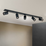 трековый потолочный спот с пятью поворотными цилиндрическими головами в чёрной отделке