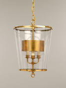 подвесной фонарь с прозрачным куполом и латунным каркасом