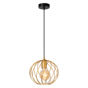 подвесной светильник с округлым металлическим плафоном золотистого оттенка