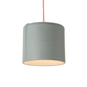 подвесная люстра с цилиндрическим абажуром серо-оранжевого оттенка