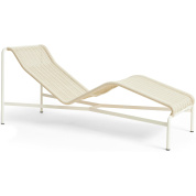 шезлонг металлический со шнуровым покрытием кремово-белого цвета