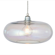 подвесной светильник с овальным стеклянным плафоном хамелеонового серебристого тона