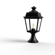 садовый светильник-столбик с фонарным плафоном в чёрном корпусе