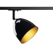 однофазный трековый светильник черно-золотого цвета с купольным плафоном