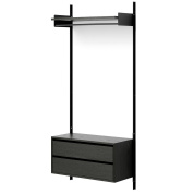 42004 + 42034 + 42037 + 42044 + 42055 SHELF1 New Works New Works Shelving System шкаф-купе с полкой и ящиками из матового черного материала