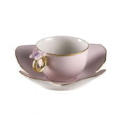 Butterfly pastel pink tea cup & saucer чашка, Villari