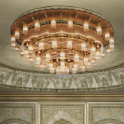 многоуровневая люстра с подвесками латунная