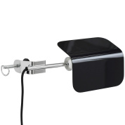 настольный светильник с зажимом и плоским чёрным плафоном