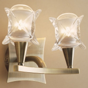 настенное бра с двумя стеклянными плафонами в форме цветков на металлическом основании