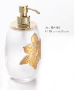 диспенсер для жидкого мыла из матового стекла с золотым листовым узором