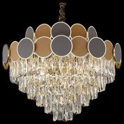 подвесной светильник с хрустальными элементами и декоративными вставками золотого цвета