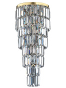 шестиламповый подвесной светильник с многоярусными хрустальными секциями
