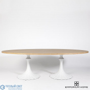 Flute Table 96 Cerused Oak Top w/26 White Base Global Views стол